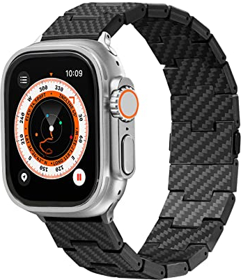 pitaka Carbon Armband Kompatibel mit Apple Watch 10/Ultra 2/Ultra/9/8/7/6/SE/5-1 aus Kohlefaser Uhrenarmband Universal Ersatzarmband mit Magnetischem Verschluss 49//46/45/44/42/41/40/38 mm Retro