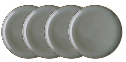 BUTLERS Teller Ø27cm 4er Teller Set NATIVE Steinzeug Geschirr | Speiseteller Dinnerteller Essteller Deko-Teller | Modern & Natürlich | Mikrowellen- & spülmaschinenfest