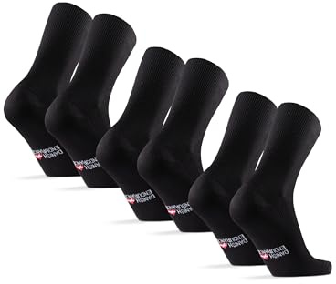 DANISH ENDURANCE Calcetines Diabeticos Hombre, Pie Diabetico, Calcetines Hombre Tobilleros, 3-Pack, Negro, 48-51