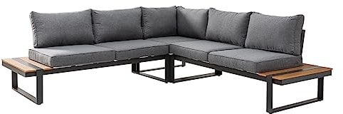 Riess Ambiente Große Garten Sitzgruppe Set Tampa Lounge 240cm grau Outdoor Sofa Wetterfest inkl. Kissen Gartenlounge