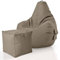 Green Bean 2er Set Sitzsack + Hocker - fertig befüllt - robust waschbar schmutzabweisend - Kinder & Erwachsene Bean Bag Bodenkissen Lounge Sitzhocker Relax-Sessel Gamer Gamingstuhl Pouf - Khaki