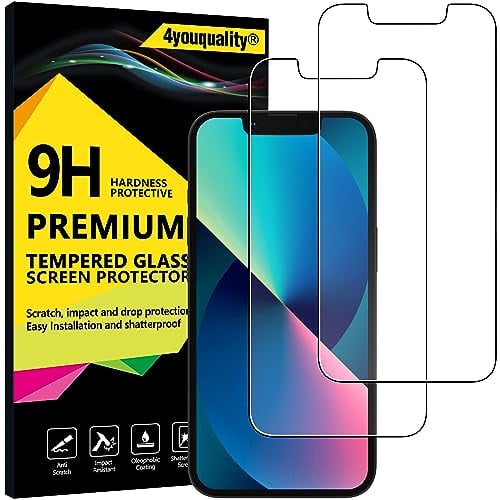 4youquality Screen Protector for iPhone 16e, iPhone 14, iPhone 13 & 13 Pro (6.1-Inch), Tempered Glass Film, 2-Pack, [LifetimeSupport][Impact-Resistant][Anti-Shatter][Anti-Scratch]