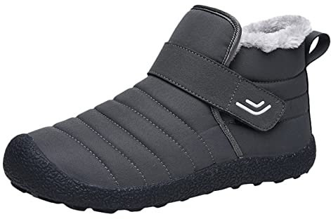 SoonerQuicker Mens Walking Shoes Velcro Fastening Winter Snow Walking Boots Womens Wide Fit Warm Hiking Trainers Unisex