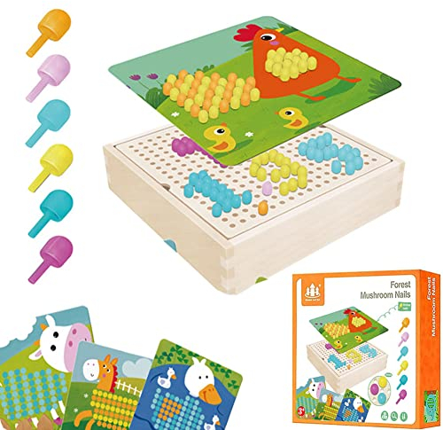 Mosaik Steckspiel für Kinder,Steckmosaik mit 240 Steckperlen,Lernspielzeug Geschenk Farbe Matching Mosaik-Steckplatte,Bunte Steckspiel Pädagogische Baustein für Jungen Mädchen ab 3 Jahre