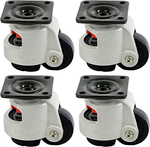 Schwerlast Rollen Lenkrollen 50mm Werkbank Werkstatt Maximal Belastbar 1000kg, 4 STK Einziehbare Nivellierrolle Industrielle Maschine Nivellierung Nachlauf für Prowerkbank