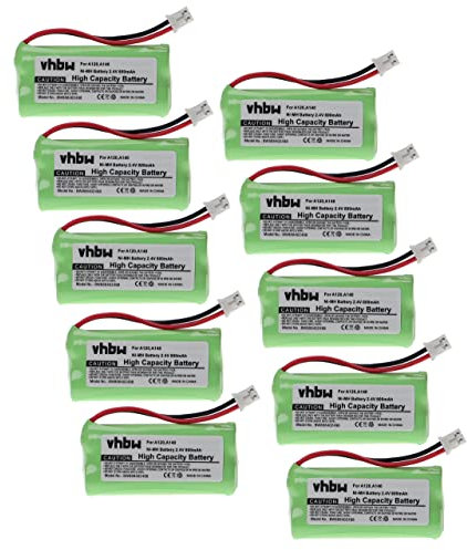 vhbw 10x Akku kompatibel mit Siemens Gigaset AL110, AL110a, A260 Trio, A265, A345 schnurlos Festnetz Telefon (800mAh, 2,4V, NiMH)