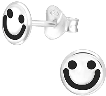 Bungsa Kleiner Smiley Kinder-Ohrstecker .925 ECHTSILBER 6mm lachendes Gesicht lächeln