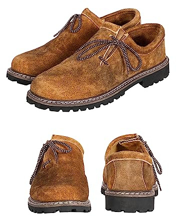 BAVARIA TRACHTEN Lederhosen Shoes Trachten Boots - Haferl Authentic German Shoe for Oktoberfest Outfit - Trachten Shoes - Oktoberfest Shoes - Real Leather - Olive, Olive, 11.5 UK