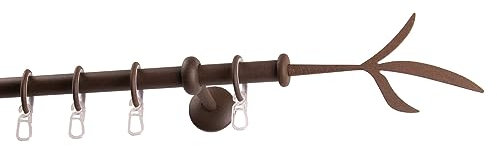 Garesa Gardinenstange Esperanca Ø 16mm, 1-läufig, Rost I Rustikale Vorhangstange inkl. Ringe + Faltenlegehaken I Mit Endknopf Zweig I Wandmontage I 140cm