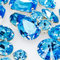 DONGZHOU 82Stück Strasssteine zum Aufnähen, Nähen Auf Strass mit Silber Krappenfassung Glas Nähen Strasssteine für DIY Crafts Schmuck machen Kleidung Hut Hochzeit Kleid Dekoration,Dunkler Aquamarin