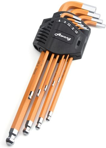 Awang 9 PCS Clés Allen Clés Hexagonales 1,5-10mm et Cles Torx en Acier au Chrome-Vanadium pour Réparation de Vélos