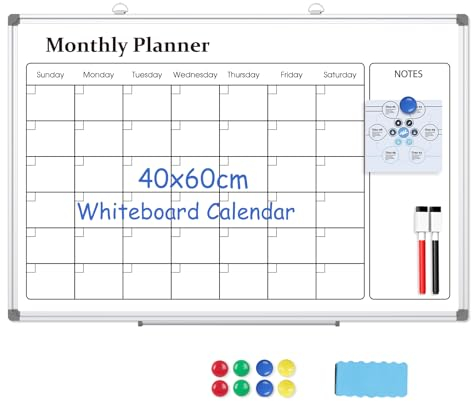 DOLLAR BOSS Whiteboard-Kalender, 40 x 60 cm, Monatsplaner, Whiteboard, magnetisches Wand-Whiteboard, trocken abwischbarer Kalender, Whiteboard-Planer, Wischtafel für Planung, Küche, Schule, Zuhause,