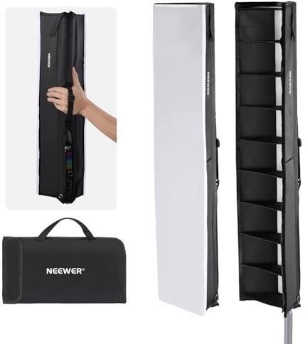 NEEWER Röhrenlichtgitter Softbox Diffusor, Tube Light Softbox für TL60 LED Lichtstab, LED Streifen Lichtdiffusor mit Wabengitter, Tragetasche, Touch Verschlüssen für Foto Video Produktaufnahmen, NS8S