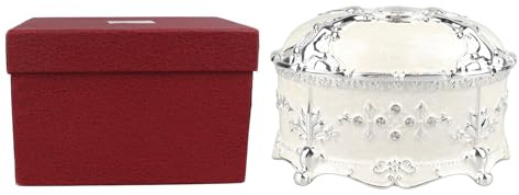 MINGZHE Vintage-Schmuckkästchen, Exquisite, Elegante Legierung, Antikes Andenken, Geschenk, BO für Ringe, Ohrringe, Halsketten, Silber, Weiß, Schmuck-Organizer-Box, Ohrringe, Ringe, Halskette,(L)