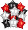 Stern Folienballons Rot Schwarz Silber 24 Stück，Silvester Deko Stern Luftballons,Stern Helium Luftballons, Sternluftballons Heliumballon Hochzeitsdeko，Silvester Geburtstagsdeko oder Valentinstag