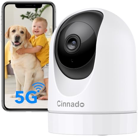 Cinnado 5MP Camara Vigilancia WiFi Interior - 5G/2.4 GHz Cámara Domicilio WiFi para Bebe con Visión Nocturna, Detección y Seguimiento del Movimiento, Grabación Continua, Compatible con Alexa