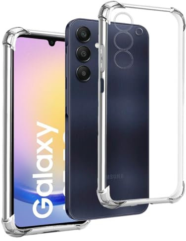 REY Funda Anti-Shock Gel Transparente para Samsung Galaxy A25 5G, Ultra Fina 0,33mm, Esquinas Reforzadas, Silicona TPU de Alta Resistencia y Flexibilidad