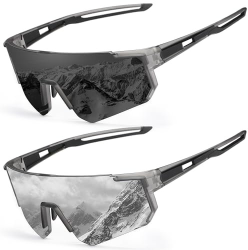 SPEEDHYUN Polarisierte Fahrradsonnenbrille UV400 Schutz Radsport-Brillen Herren Damen Mountainbiken Bergsteigen Sportbrille 2er Set