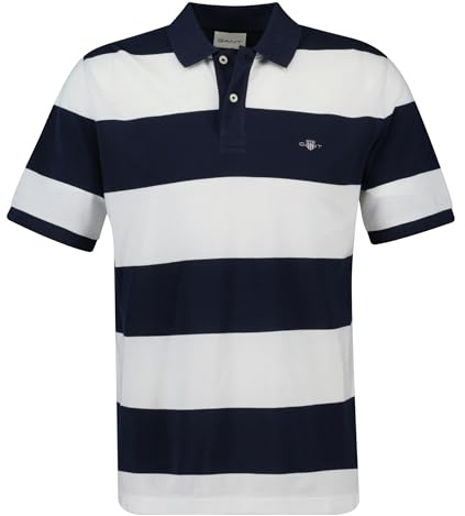 GANT Men's Block Stripe Polo Shirt, Blue, XXL
