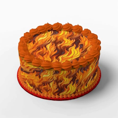 Tortendeko-Set Flammen Bestehend aus 4 Tortenbändern und 1 Tortenaufleger aus Fondant Tortenbänder und Tortenaufleger essbar Essbare Tortendeko Geburtstagstorte, Fußball, Fussballtorte
