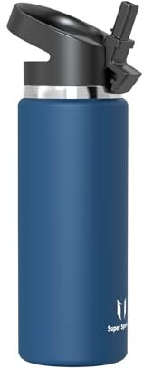 Super Sparrow Water Bottle Insulated - 750ml - Wide Mouth Metal Bottle - Wide Mouth SwivelSip Flask - BPA Free, Leak Proof - Ergonomic Straw Water Bottles for Work, Gym, Travel, Sports