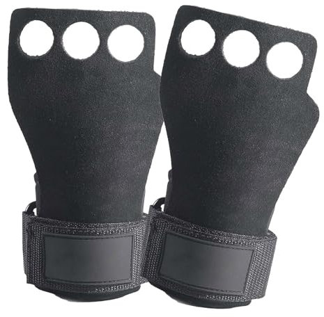 Manschetten | Gymnastikgriffe ohne Skalen aus Rindsleder – männliche und weibliche Hände halten Handgelenkstützen, ideal für Kettlebells