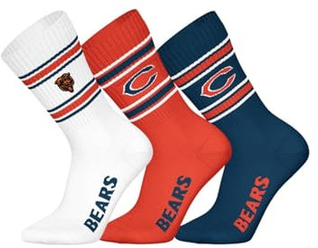 NFL CHICAGO BEARS 3pk Crew Socks - WHT/ORG/NNY - 43/46
