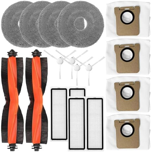 Kit de repuesto accesorios compatibles con XIAOMI X20 Plus, X20+, X10 Plus Robot Aspirador Piezas 2 Cepillos Principales 4 Cepillos Laterales 4HEPA Filtro 4Mop Paño 4Bolsas para el polvo