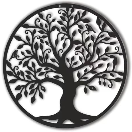 WLLWMYLY Arbre de vie decoration murale,Grand arbre de vie 50cm, Décoration murale en métal, arbre généalogique en métal,Convient pour le bureau, le salon, le jardin, la chambre à coucher (50 * 50cm)