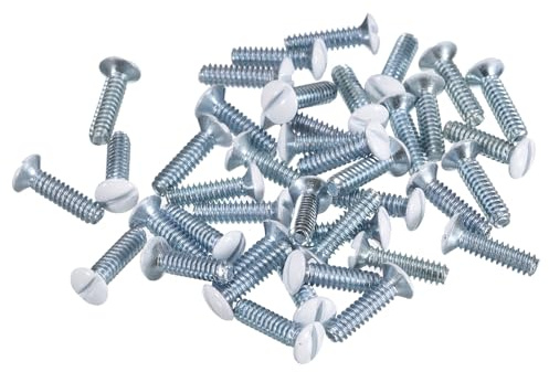 QUARKZMAN 50 Stück Wandplattenschrauben 9/16 lang Weiße Schlitz Schrauben | Steckdosen-Schrauben, ovale Kopfgefräste Schlitz-Panel-Schalterplattenschrauben, 10.5x3.2mm, 6-32 Gewinde