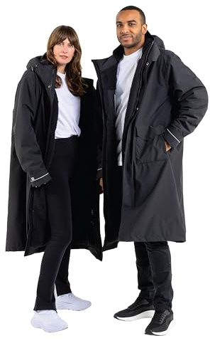 Red Original Slimline EVO Pro Unisex Waterproof Parka Jacket - Fleece Lined, Tailored Slim Fit, Hooded, 100% Recycled Fabric (Stealth Black, XL)