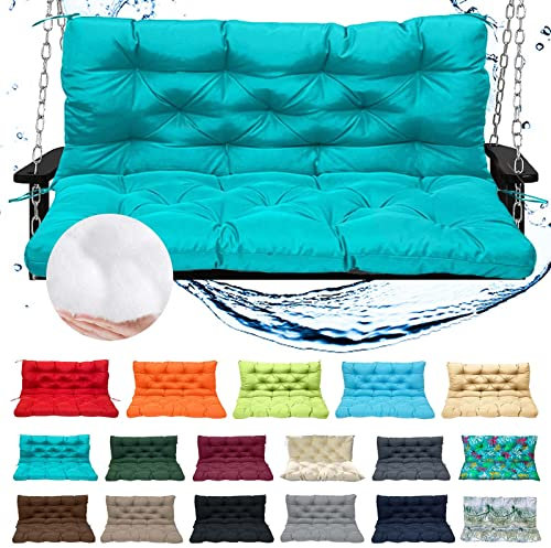 Wasserdichtes und dickes Kissen für Veranda-Hollywoodschaukel, 119,4 x 101,6 cm, Seeblau