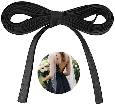 Ruban de satin noir de 5 m - Corset - Cordon de serrage réglable - Pour remplacer les embrasses pour femme - Pour robe de mariée - Lacets de fermetures éclair ou de boutons