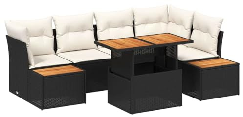 vidaXL Garten-Sofa-Set mit Speicher 10 pcs Schwarz Poly Rattan, Garten-Sofa Set, rechteckiges Design, viel Stauraum, Rattanmöbel, Terrassen-Sitz für Sommerfeiern