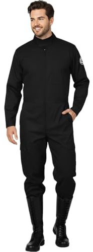 TIE Pilot Jumpsuit Flightsuit Uniform Costume Imperial Flight Suit With Stitched Patches Cosplay Costume Prop Black (XXL)
