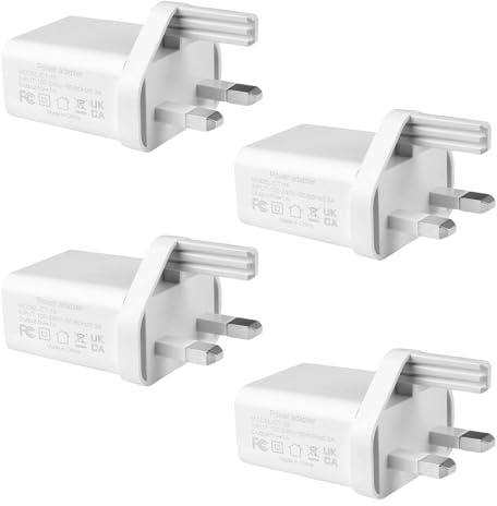 4 Pack USB Wall Charger Plug 5V 1A Mains Power Adapter Single Port White Compact USB Plug Compatible with Smartphones Tablets Headphones Smartwatch Toys 5v 1a power supply usb plug adaptor uk