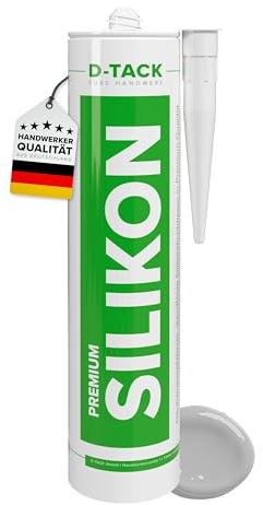 D-TACK Premium-Silikon zementgrau 310 ml | Sanitär- & Fußbodensilikon | Silikon-Dichtmasse für Feuchträume, Bad, Küche & Anschlussfugen | In Profi-Qualität