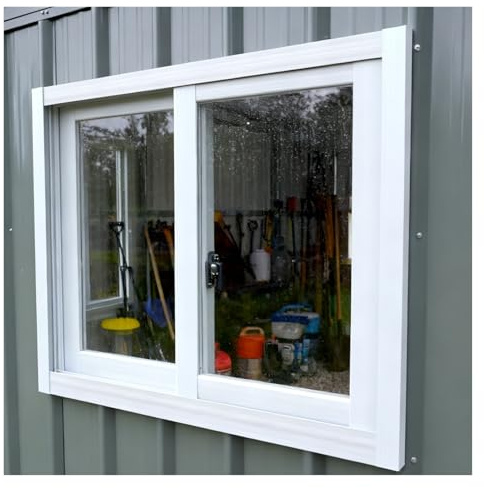 Wetterfeste kleine Schiebefenster, abschließbare Schiebefenster for den Dachboden (links/rechts), Einbruchschutz, Breite und Höhe anpassbar(W18xH36 in(45x90cm))