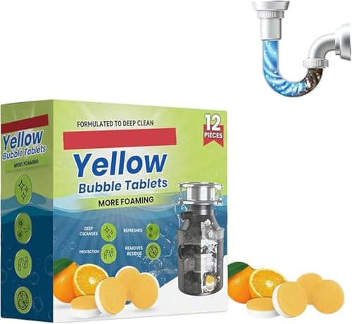 Pastiglie detergenti per scarichi Lemon Blast, potenti pastiglie gialle effervescenti, detergente per scarichi di lavandini e tubature, smacchiatore rapido per scarichi intasati