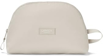 Larkson Kulturtasche Damen & Herren Beige - Tilda - Stylischer Kosmetikbeutel zum Hinstellen - Kleine Waschtasche für Reise, Camping, Schwimmbad