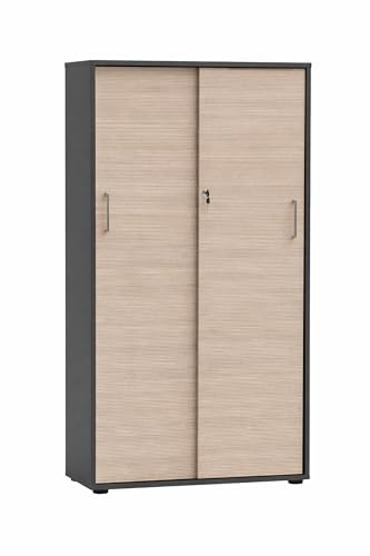 Schildmeyer Aktenschrank Metz 702095, abschließbar, anthrazit/Canello Eiche Dekor, 80 x 38,2 x 150 cm