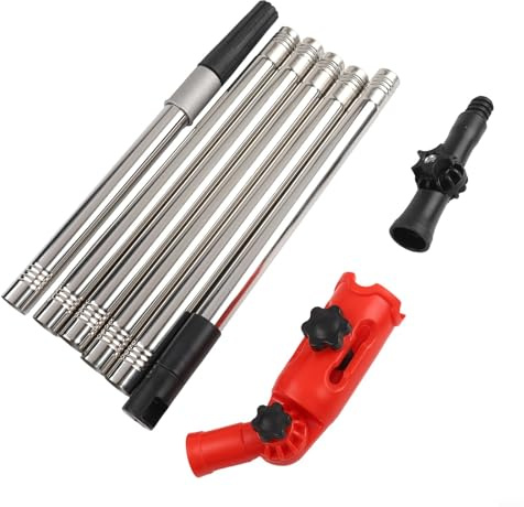 Gutter Cleaning Tool with Telescopic Extension Pole, .57ft High Reach Washer for Roof Debris Removal, Ladder Cleaner with Adjustable Gutter Adapter for Outdoor Use