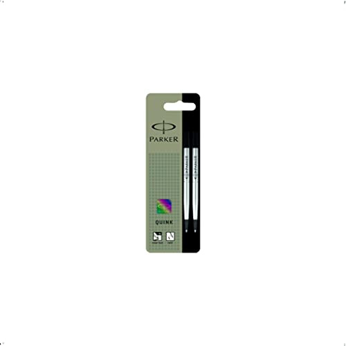 Parker S0881470 Ersatzminen Quink (für Tintenroller, mittlere Strichbreite, schwarze Tinte, 2er-Pack)