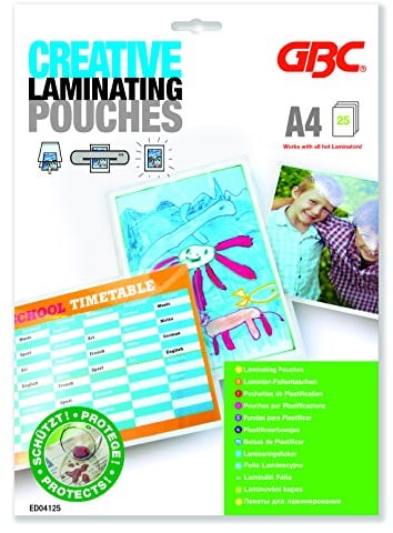 GBC Laminierfolien A4 125 mic, Robuste Laminiertaschen im 25er Pack, Glänzend, Transparent, Ideal für Büro & Schule, ED04125