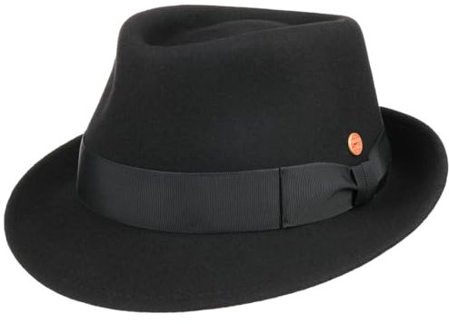 Mayser Classico Trilby Fedora Wollfilz Handmade Ripsband Made in EU Herren Sommer Winter schwarz 57 cm