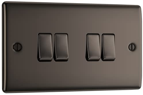 BG Nexus Metal Black Nickel, 20A 16AX Quadruple Switch, 2 Way
