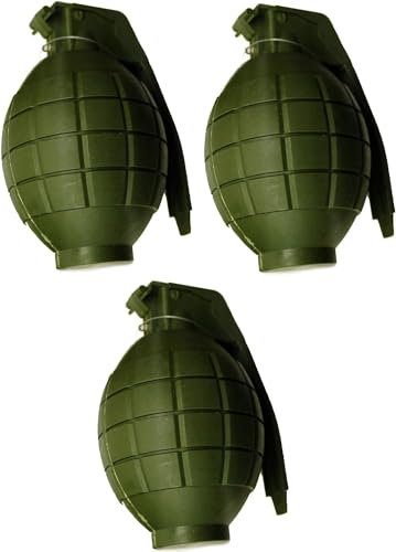 TOYLAND Paquete de 3 niños Ejército de Juguete Verde granadas de Mano - con luz Intermitente y Sonido - Roleplay