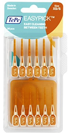 TePe Easy Pick Interdental Brush Orange - 36 Per Pack & Travel Case (6)