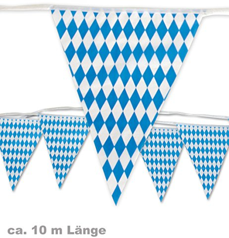 Wimpel Girlande Wimpelgirlande Bayern blau/weiss Karos Rauten Länge ca. 10 Meter