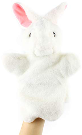 Andux Zone Schöne Plüsch Handpuppe Stofftier Spielzeug (SO-05 Weißes Kaninchen)